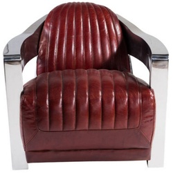 JVmoebel Sessel, Vintage Aviator Pilot Chair Vintage Distressed Rot Real Leather rot
