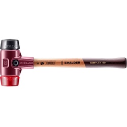 HALDER SIMPLEX Schonhammer Ø 50 mm Gummi schwarz / Plastik rot