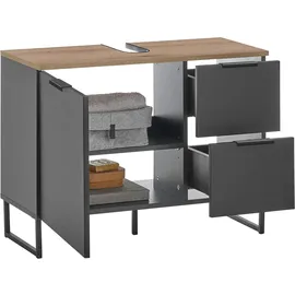 BASIC by Balculina Waschbeckenunterschrank Denver 80 x 60 cm Schwarz Matt