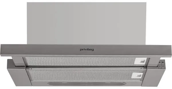 Privileg DGAH 67 LM X - Flachschirmhaube mit 5 Jahre Garantie, Silbergrau, Umluft/Abluft, 60 cm