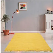 TEPGO Handwebteppich Dream Cotton Gelb 60 cm x 120 cm