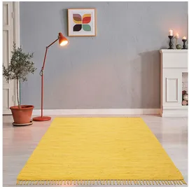 TEPGO Handwebteppich Dream Cotton Gelb 60 cm x 120 cm