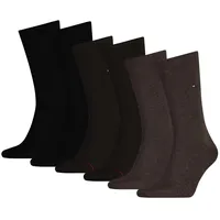 TOMMY HILFIGER Herren Socken, 6er Pack - Classic, Strümpfe, einfarbig Schwarz/Braun/Dunkelbraun 43-46