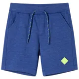 vidaXL Kindershorts mit Kordelzug Kinderhose Shorts mit elastischem Bund Blau Melange 128 (geeignet für 7-8 Jahre)