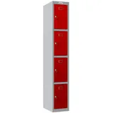 Phoenix Spind Locker grau, rot PL1430GRK, 4 Schließfächer 30,0 x 50,0 x 183,0 cm