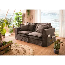Massivmoebel24 Hussensofa 2-Sitzer196x108x76 taupe KINGSTON