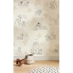 Kindertapete KOMAR "Disney Animals", beige (beige,weiß), B:200m H:250m, Vlies, Tapeten