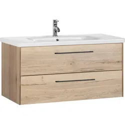 Waschtisch MARLIN "3400", beige (eiche struktur, eiche struktur, eiche struktur nachbildung), B:100cm H:52cm T:43,8cm, Waschtische, Breite 100 cm
