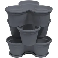 ENGELLAND® 3X Blumentopf, Säulentopf, Pflanzturm, Hochbeet, mit Untersetzer, stapelbar,