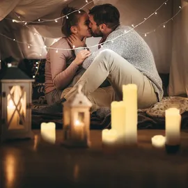 Relaxdays LED Kerzen Set 6 Durchmesser 5 cm creme