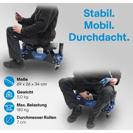 BITUXX Rollhocker Stahl 69x26x34 cm schwarz mit Rollen