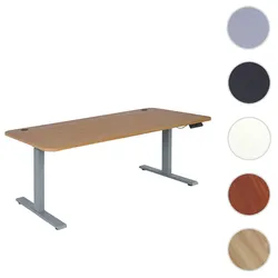 Schreibtisch HWC-D40, Computertisch, elektrisch h√∂henverstellbar 160x80cm 53kg MVG ~ braun Struktur, grau