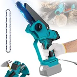 LIVOWALNY Mini Kettensäge, 6 Zoll 1200W Akku-Kettensäge, für 18V Akku-Makita, Brushless Motor, Akku-Kettensäge für Garten, DIY-Projekte, ohne Akku