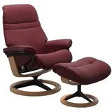 STRESSLESS Sessel mit Hocker Sunrise Signature Leder Rot Batick Bordeaux M (Medium)