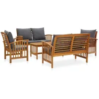 vidaXL 5-tlg Garten-Lounge-Set mit Auflagen Massivholz Akazie