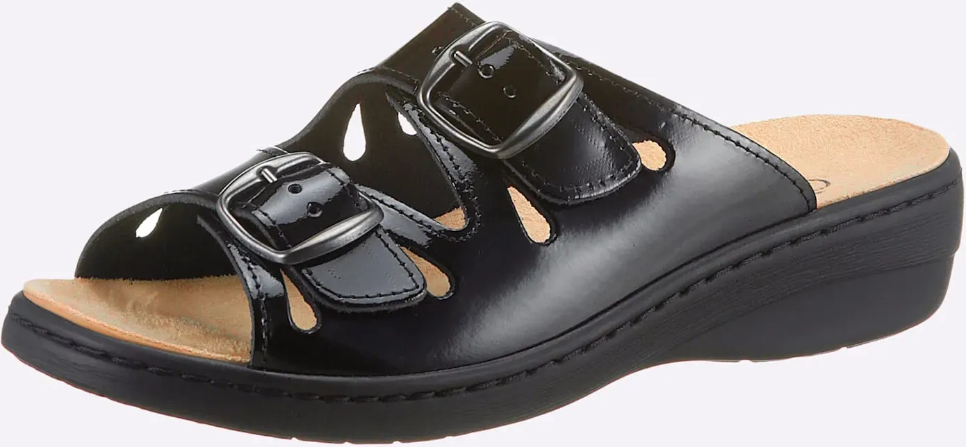 Pantolette AIRSOFT, Damen, Gr. 39, schwarz, Lackleder, Schuhe Pantolette