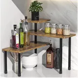 SURFOU Küchenregal Küchen Organizer Küchenregal Eckregal mit 3 Etagen Küchenschrank, Gewürzregal verstellbare Ausrichtung freistehend platzsparend, für Küche Bad Theke Schrank Pflanze braun