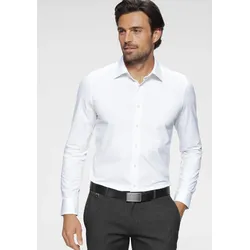 Langarmhemd OLYMP "Luxor 24/Seven modern fit Jerseyshirt", Herren, Gr. 40, N-Gr, weiß, Jersey, Obermaterial: 92% Baumwolle, 8% Elasthan, unifarben, casual, Langarm, Hemden, mit geruchshemmenden Materialeigenschaften