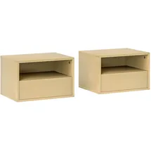 Homcom 2er Set, schwebender Nachtschrank mit Schublade, offenes Fach, Wandregal, Nachtkommode für Schlafzimmer, Nachttische