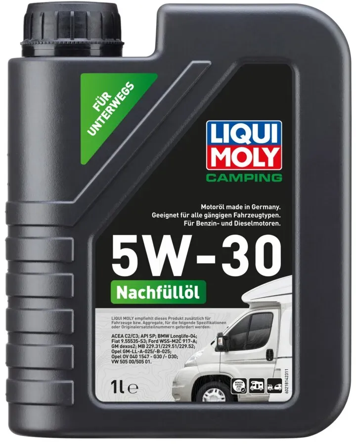Camping Motoröl LIQUI MOLY 21814 synthetisches Hightech Nachfüllöl 5W-30 1 Liter