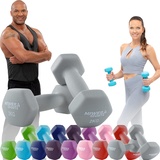 Miweba Sports Neopren Hantelset NKH100 | Profi Hantel - Hexagon Hanteln Set - Kurzhanteln - Kurzhantel Set - Gymnastikhanteln - Hantel Set - Dumbbell - 0,5-10 Kg (2X 2.0 kg, Grau)