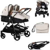 Chipolino Geschwisterkinderwagen Duo Smart klappbar umbaubar verstellbar Fußsack creme