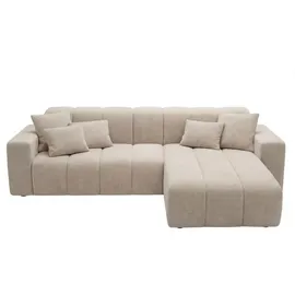 GRAINGOLD Ecksofa Velours 4-Sitzer Beige