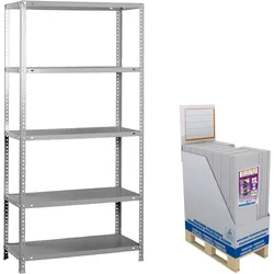 SimonRack Minipromobox mit 10 Einheiten von Advantage Metallregalen mit Schrauben. 5 Ebene. Farbe: grau. Abmessungen: 1800x900x400 mm