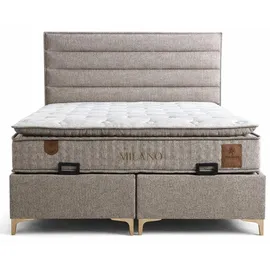 aea Bett mit Matratze Moderner Stil Braun Bett mit Stauraum Stoffbezug - Braun
