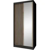 beautysofa Schwebetürenschrank Donatello 100 x 204,5 x 60 cm Schwarz/Eiche Artisan