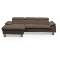 COTTA Ecksofa Micky Echtleder, Echtleder mit Schlaffunktion und Bettkasten braun