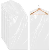 trinkrittey 10 Stück lange Kleiderhüllen 180 cm transparente Kleidersäcke zum Aufhängen Kunststoff Hängen Staubdicht Kleiderschutz für Mäntel, Kleider
