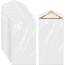 trinkrittey 10 Stück lange Kleiderhüllen 180 cm transparente Kleidersäcke zum Aufhängen Kunststoff Hängen Staubdicht Kleiderschutz für Mäntel, Kleider