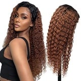 AiPliantfs 4x4 Lace Wig Brown Wig Curly Wave Glueless Wig Wear and Go Free Part Brazilian Remy Hair Free Part Grade 8A Unprocessed Virgin Hair Echthaar Perücke for Women Human Hair Wig 28 Zoll