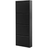 gowoll Schuhschrank Schmal Schuhregal Metall Hoch Schuhkipper mit Magnetische Abdeckung Metall Montiert Schuhregal Schmal und Wandmontage (Schwarz, 4 Klappen)