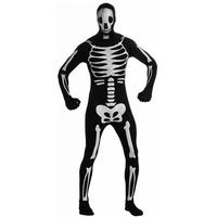 Rubie ́s Kostüm Skelett Ganzkörperkostüm Anzug, Jumpsuit Overall, Für die einzig wirklich vollständige Verkleidung als Gespenst! schwarz S