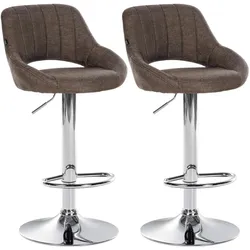 CLP 2er Set Barhocker Milet Stoff braun/Metall in Chromoptik