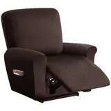 Sesselbezug Relaxsessel Stretchhusse für Relaxsessel 4-Teilig,Stretch Sesselschoner für Relaxsessel mit Taschen,Elastisch Sesselbezug Waschbar für Fernsehsessel Liege Sessel -Coffee Color||1 Seater