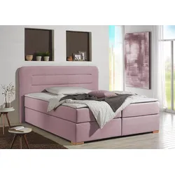 Boxspringbett HOME AFFAIRE "Manchester", rosa (rosé), B:160cm L:208cm, Strukturstoff-Bezug (100% Polyester), Komplettbetten, Boxspringbett, 5 Breiten, 3 Ausführungen, 2 Härtegraden, Topper, Steppung