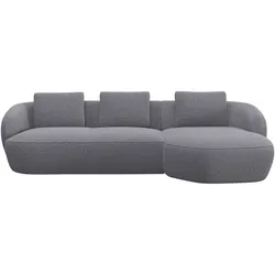 Wohnlandschaft FLEXLUX "Torino, rund, L-Form, Sofa-Ecke mit Recamiere, Longchair-Sofa", grau (steel), B:276cm H:85cm T:146cm, Sofas, Modernes, organisches Sofa-Design, Kaltschaum, Wellenunterfederung