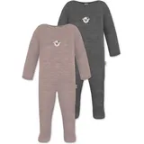 Normani Outdoor Sports 2er Pack MERINO Baby Merino Strampler „Levin" in Rosa/Anthrazit | Gr.: 86