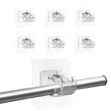 yolzhxe 10 Stück Gardinenstange Halterung Ohne Bohren, Gardinenstangenhalter Selbstklebend, Verstellbare Gardinenstangen Halterung, Nagelfreie Gardinenstangenhaken für Wohnzimmer, Transparent