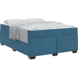 vidaXL Bettrahmen mit Matratze Dunkelblau 160 x 200 cm Stoff