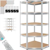Masko MASKO® Eckregal Lagerregal Schwerlastregal, Kellerregal, 180x75x40cm bis 875 kg, 5 verstellbare Ablagen, MDF-Platten Regal aus Metall, Steckregal, Werkstattregal, Keller, Garage