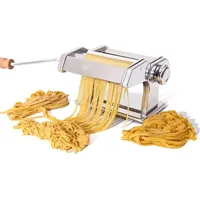 Cubesu Nudelmaschine manuell Edelstahl Pasta-Maker mit Holzgriff