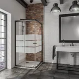 Schulte Duschkabine Sunny Eckeinstieg mit Schiebetüren, variabel von 75 - 90 cm, 180 cm, Montage auf Duschwanne oder Fliese, Profilfarbe Mattschwa... - Schwarz