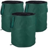 Relaxdays Laubsack selbstaufstellend, 3er-Set, Gartenabfallsack Pop-Up, 160 L, Gartensack selbststehend, ∅: 55 cm, grün