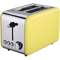 Michelino 2 Scheiben Toaster mit Brötchenaufsatz Retro Gelb, Toaster, Gelb