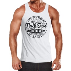Neverless Tanktop Herren Tank-Top North Shore Longboard Retro Surf Motiv Wellenreiten Muskelshirt Muscle Shirt Neverless® mit Print weiß XXL