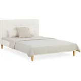 Homestyle4u Polsterbett Beige 140x200 cm, Schlafzimmer, Betten, Polsterbetten